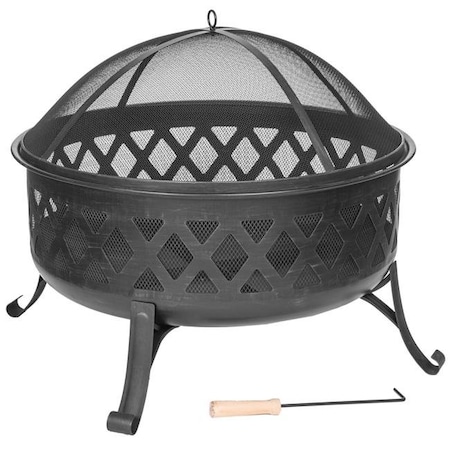 Dagan Dagan FP-1027 Diamond Style Wood Burning Fire Pit with 29.5 in. Dia. Fire Bowl & 7 in. Clearance; Black FP-1027